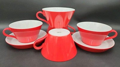 7-Arzberg TRIC Sieger Design Red Cups & Saucers Made In  Germany '' BEAUTIFUL''