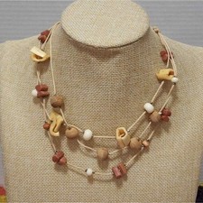 Treska funky wooden beaded necklace new