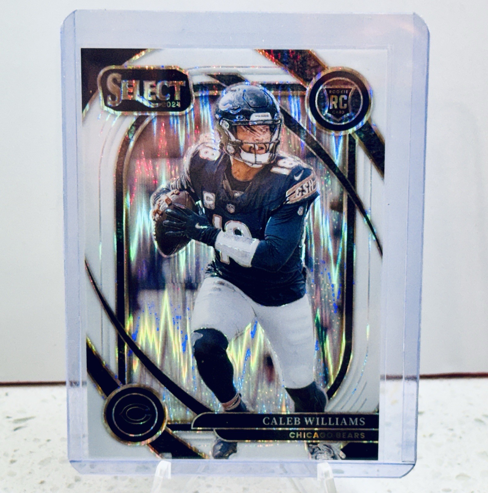 2024 Panini Select Caleb Williams White Prizm Shock /199 #25 RC Chicago Bears