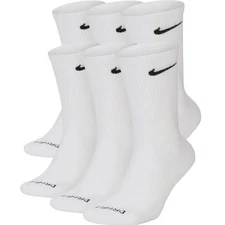 Nike Everyday White Cotton Cushioned Crew Socks Dri-Fit 6 Pairs Youth/Men/Women