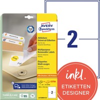 Avery Zweckform Universal-Etiketten, 199,6 X 143,5 Mm, Weiß 1 Bis 20X Spare 37%