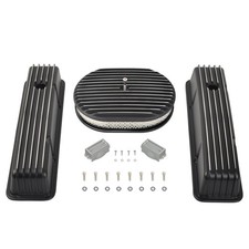 Black Tall Valve Cover 12 Fully Finned Air Clean For 58-86 Chevy Sbc 350 400 Black Tall Valve Cover 12 Fully Finned Air Clean For 58-86 Chevy Sbc 350 400