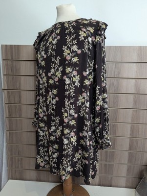 White Stuff Sommerkleid Damen Blumen A-Linie Midi leicht Knopfleiste Sommer UK 14