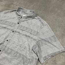 REI Co-op Shirt Mens Large Vented Performance Button Up Gray Abstract Stretch