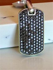 2Ct Round Cut Lab Created Black Diamond Dog Tag Pendant 14K White Gold Plated