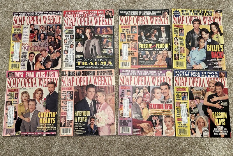 8 Vintage Magazines-Soap Opera Weekly 1996 Very Good to Excellent Condition