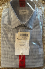 CALVIN KLEIN MENS DRESS SHIRT PLAID MEDIUM 15-15 1/2 32/33 LIGHT BLUE NEW