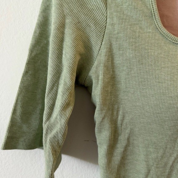 OGL Essential Stretch Cotton Square Neck Elbow Length Sleeve Brami Green M NWT thumbnail 10