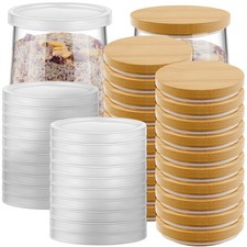 40 Pack Yogurt Jar Lids Compatible with Oui Jars Bamboo Wooden with Silicone ..