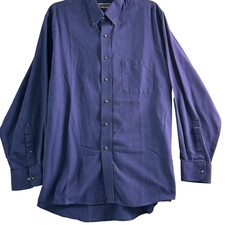 Van Heusen 17 34/35 Long Sleeve Blue/Black Plaid Dress Shirt