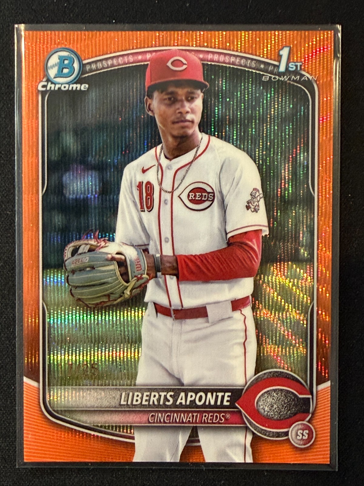 2025 Bowman Chrome 1st Liberts Aponte Orange Wave /25