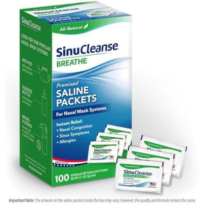 SinuCleanse Pre-Mixed Saline Packets for Sinus Rinse and Nasal Irrigation...