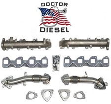HIGH FLOW Cast Exhaust Manifold & Up Pipes For 17-25 Chevy GMC 6.6 Duramax L5P