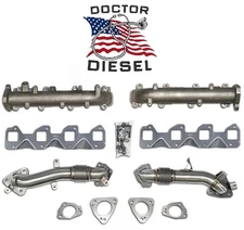HIGH FLOW Cast Exhaust Manifold & Up Pipes For 17-25 Chevy GMC 6.6 Duramax L5P