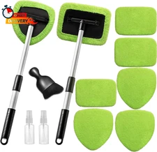 11Pcs Windshield Cleaner Tool, Car Window Cleaning Wash Kit with 6 Reusable Micr