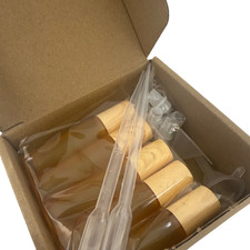 Frosted Glass Essential Oil Roller Bottles with Wooden Caps 10 pack New