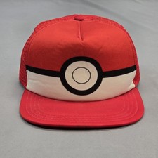 Pokemon Trainer Ash Ketchum Red Snapback Hat Cap Poke Ball YOUTH OSFM 2016
