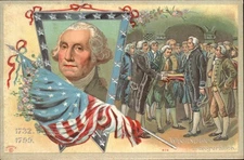 Patriotic George Washington Inauguration Flag Embossed Vintage Postcard