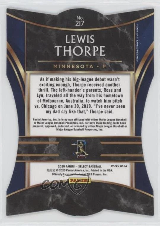 2020 Panini Select Diamond Level Die-Cut Holo Prizm Lewis Thorpe #217 Rookie RC - Image 2 of 2