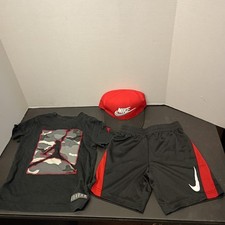 Nike Outfit With Nike Shorts, Cap Air Jordan Shirt Red Black Youth Size 4-6