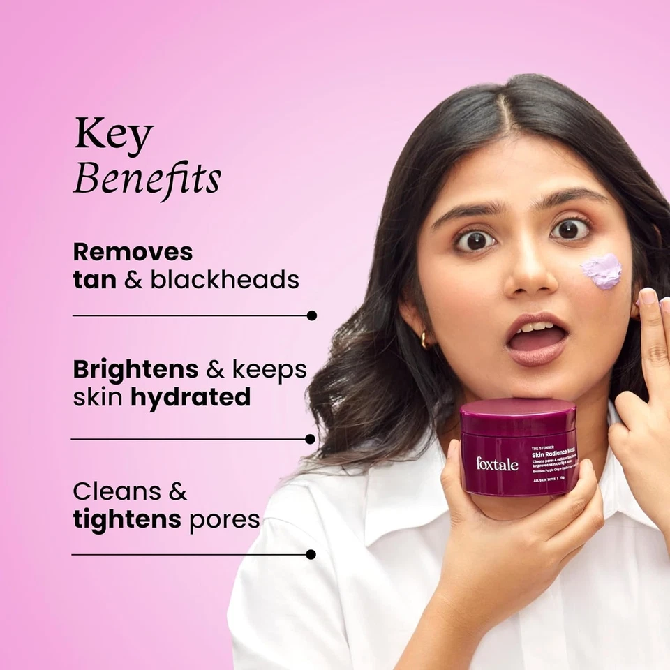 Foxtale De-Tan Clay Face Mask 75g | Lactic Acid | Tan Removal & Brightening | - Image 3 of 4