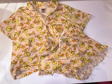 Looney Tunes Pink Pajamas Short 2PC Set Tweety Bird Soft Stretchy Size M Juniors