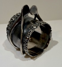 Antique Victorian Wishbone Figural Quadruple Silver Plate Napkin Ring 2.5x2x2&rdquo;