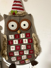 Owl Fabric/Felt Pocket Advent Calendar Hanging 1-25 Numbered Pockets Multicolor