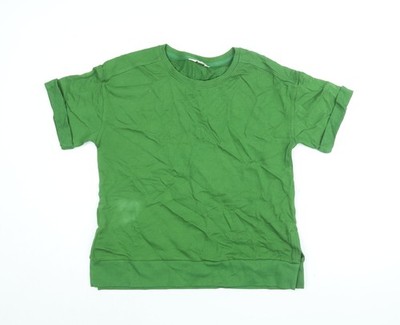 Per Una Damen T-Shirt grün Baumwolle Basic Größe S Rundhals