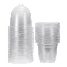 Nursery Pots with Humidity Dome, 20 Sets 3.5" Plastic Gardening Pot, Transparent
