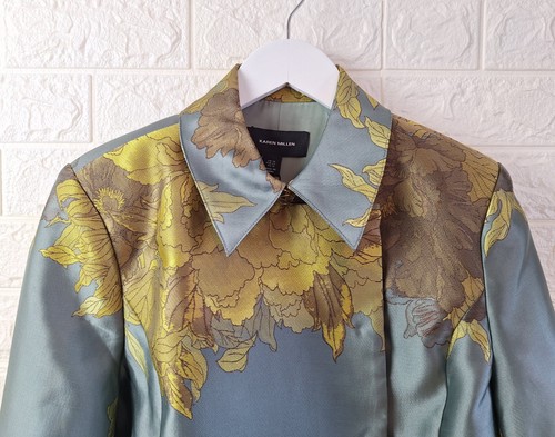 Karen Millen Floral Jacquard Woven Cropped Jacket & Maxi Prom Skirt Suit 12-14 - Picture 8 of 23