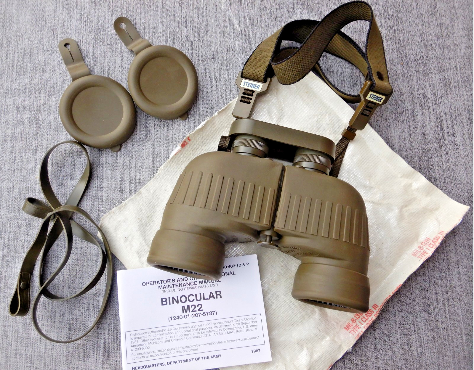 US Army STEINER 7x50 M22 G Fernglas Binocular Laserschutz Strichpl. USMC HMMWV