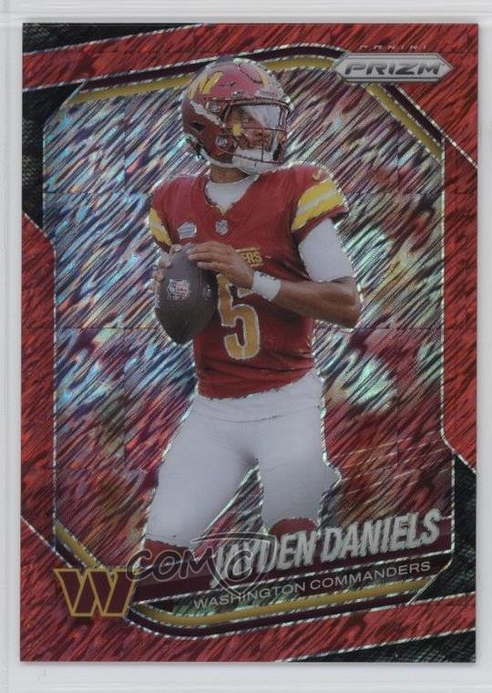 2025 Panini Prizm Red Shimmer Prizm 36/49 Jayden Daniels #278 v9t