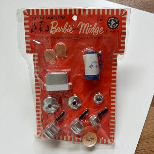 Vtg 1963 Barbie and Midge Kitchen Magic kit, New on Card! NIP NRFP Made in Japan