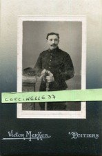 Military Photo Soldier 33rd Regiment Glued Stand Studio POITIERS