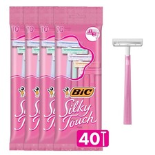 BIC Silky Touch Women's Twin Blade Disposable Razors - 40 count 4 packs of 10 .