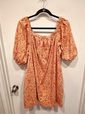 Old Navy Peach Floral Off Shoulder Mini Swing Dress L Vacation Travel Romantic