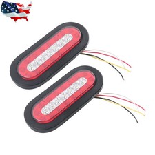 2pcs 6.3 Inch Oval Truck Trailer Led Tail Stop Brake Lights Taillights Running