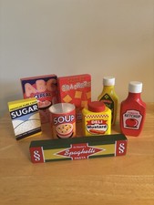 Lot of 8 Melissa And Doug Wooden Food Pantry Food Items Slightly Used