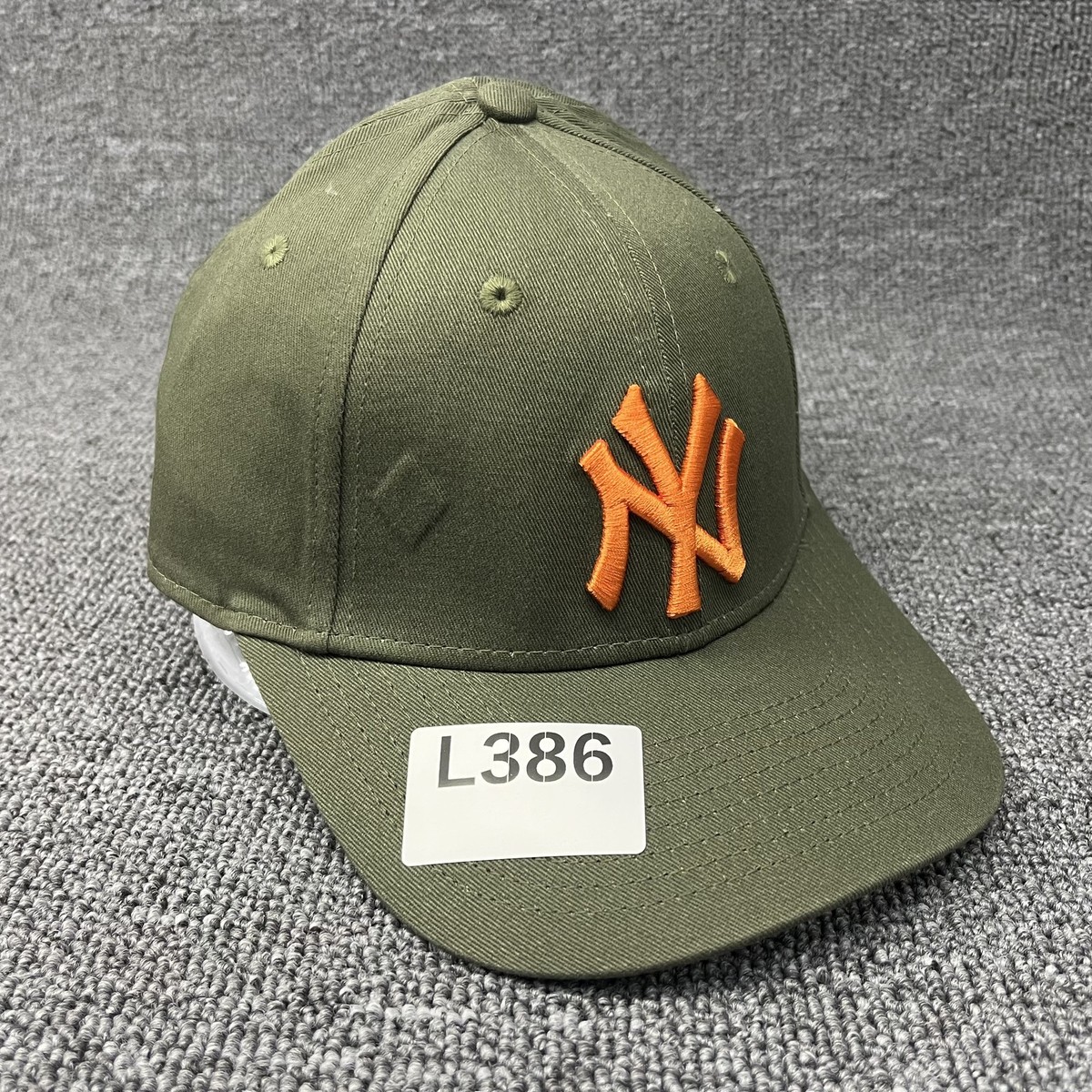 New Era 9FORTY New York Yankees MLB Hat Olive Green Orange Logo Adjustable Cap
