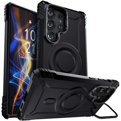 For Samsung Galaxy S23/Plus/Ultra Magnetic Case Rugged Hard Lens Kickstand Cover