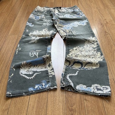 Vintage ROBERTO CAVALLI Jeans Hose Trousers Denim Printed Rare Japan Size US 31