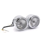 12V Chrome Twin Headlights With Grill. Harley, Suzuki, Honda, Yamaha