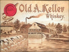 Old A Keller Whiskey Ad Metal Sign FREE SHIPPING Louisville Kentucky Bourbon