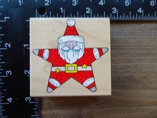 STAR-SHAPED SANTA CLAUS Christmas Folk Art Rubber Stamp by HERO ARTS