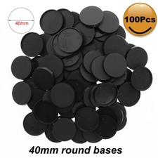 Evemodel 100pcs 40mm Round Model Bases Plastic Black for War Games MB540