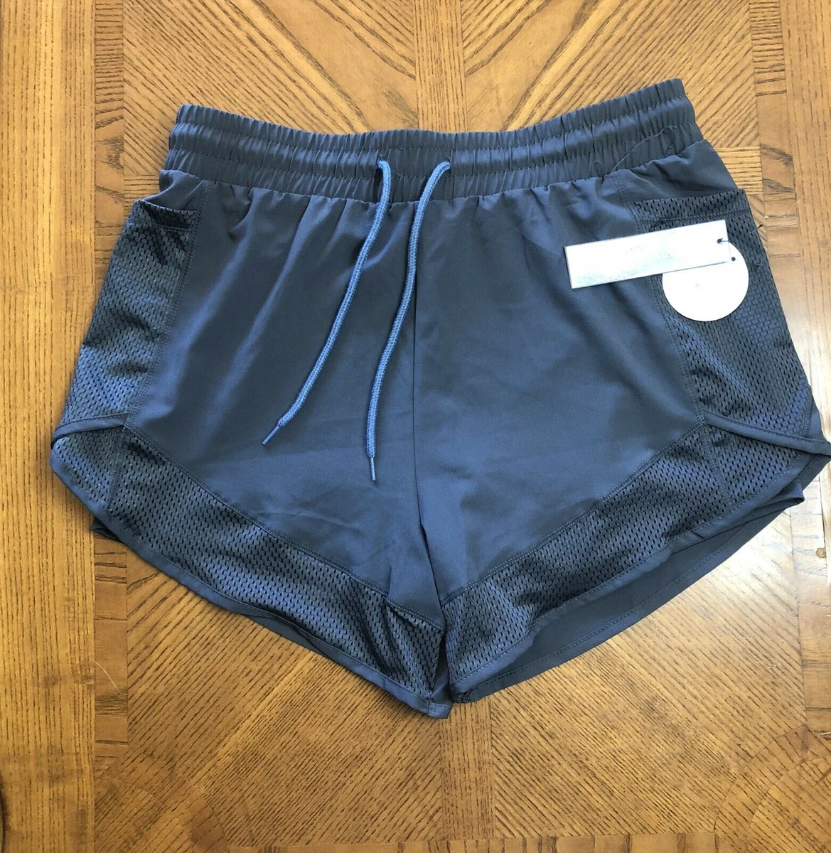 Love For Humanity Athletic Lined Running Shorts Gray Side Pockets Womens Large