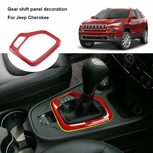 27x Red Full Set Interior Center Gear Shift Panel Trim For Jeep Cherokee 2014-18 - Picture 8 of 14