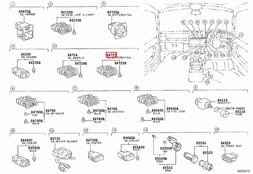 Genuine Toyota LandCruiser HZJ80 HDJ81 HDJ80 FZJ80 FJ80 Centre Diff Lock Switch - Picture 8 of 11
