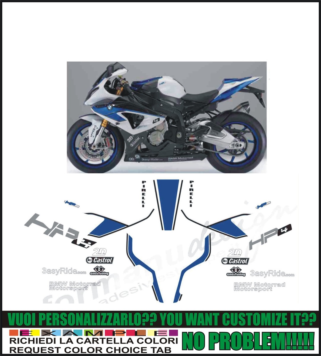 HP Decalcomanie/Adesivi Per BMW S1000RR HP4 (Set Di 4
